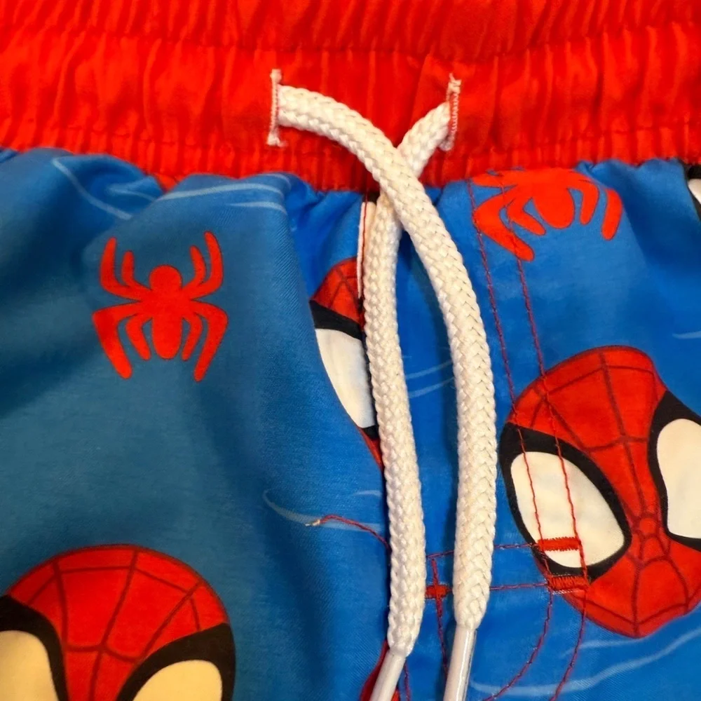 Marvel Spider-Man Blue & Red Swim Shorts Toddler Sz 5T Swimming Suit